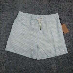 Harmonqlo Swim Shorts Mens Large White Blue Quick Dry Trunks Liner 32x6 NWT